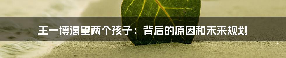王一博渴望两个孩子:背后的原因和未来规划