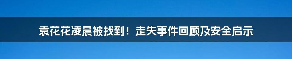 袁花花凌晨被找到!走失事件回顾及安全启示