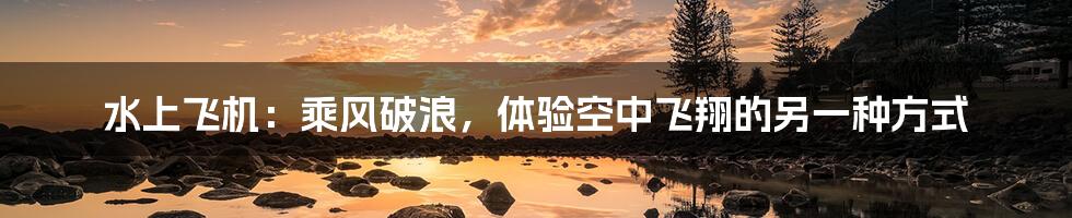 水上飞机：乘风破浪，体验空中飞翔的另一种方式