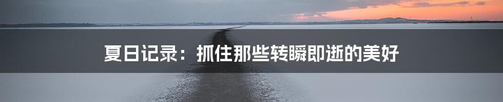 夏日记录:抓住那些转瞬即逝的美好