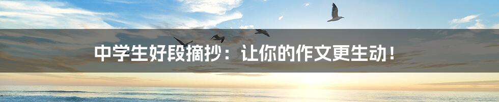 中学生好段摘抄:让你的作文更生动!