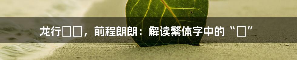 龙行龘龘,前程朗朗:解读繁体字中的“龘”