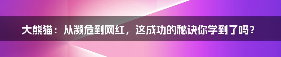 大熊猫:从濒危到网红,这成功的秘诀你学到了吗?