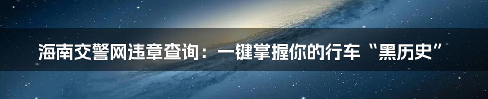 海南交警网违章查询:一键掌握你的行车“黑历史”