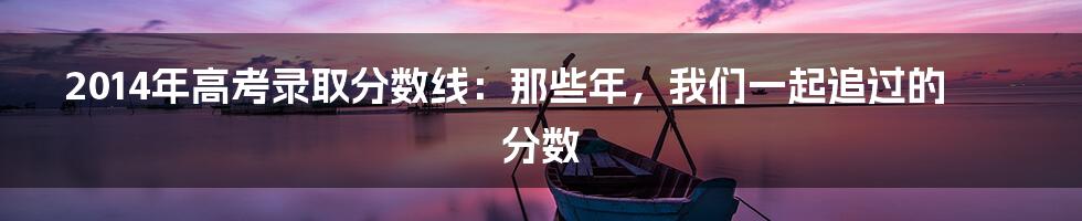 2014年高考录取分数线:那些年,我们一起追过的分数