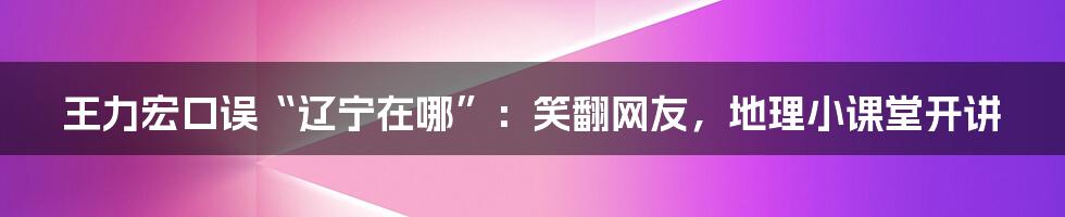 王力宏口误“辽宁在哪”:笑翻网友,地理小课堂开讲