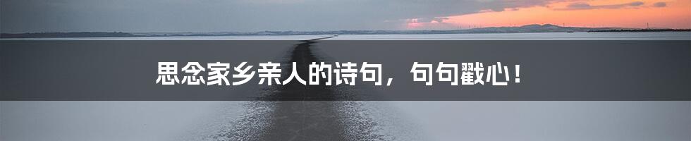 思念家乡亲人的诗句,句句戳心!