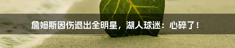 詹姆斯因伤退出全明星,湖人球迷:心碎了!