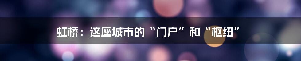 虹桥:这座城市的“门户”和“枢纽”