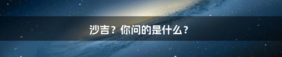 沙吉?你问的是什么?