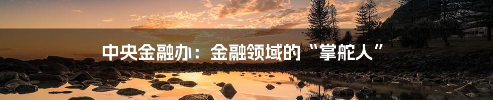 中央金融办:金融领域的“掌舵人”