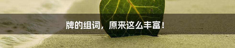 牌的组词,原来这么丰富!