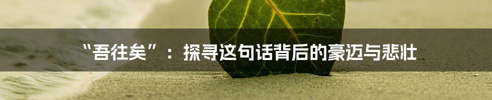 “吾往矣”:探寻这句话背后的豪迈与悲壮