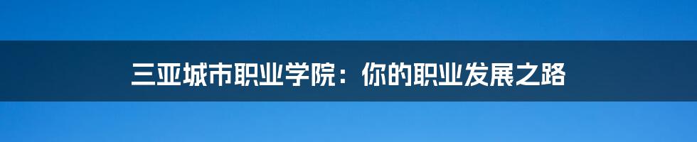 三亚城市职业学院:你的职业发展之路