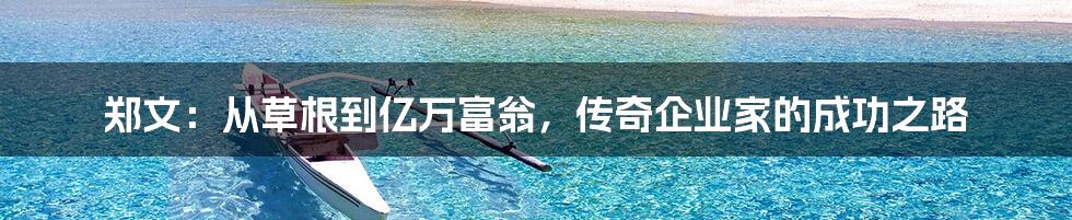 郑文:从草根到亿万富翁,传奇企业家的成功之路