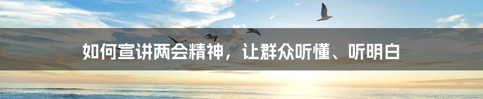 如何宣讲两会精神,让群众听懂、听明白