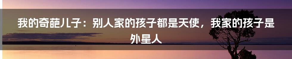 我的奇葩儿子:别人家的孩子都是天使,我家的孩子是外星人