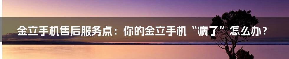 金立手机售后服务点:你的金立手机“病了”怎么办?