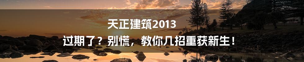 天正建筑2013 过期了?别慌,教你几招重获新生!