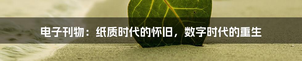 电子刊物:纸质时代的怀旧,数字时代的重生