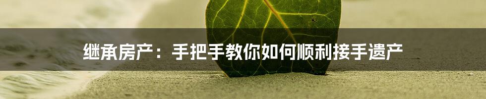 继承房产:手把手教你如何顺利接手遗产