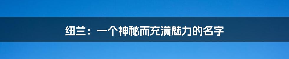 纽兰:一个神秘而充满魅力的名字