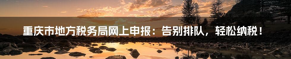 重庆市地方税务局网上申报:告别排队,轻松纳税!