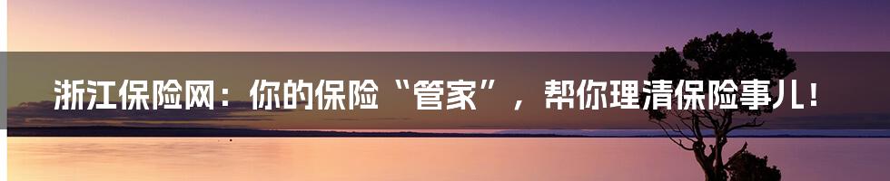 浙江保险网:你的保险“管家”,帮你理清保险事儿!