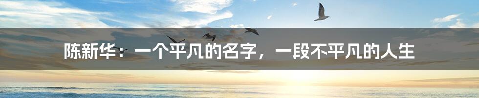 陈新华:一个平凡的名字,一段不平凡的人生
