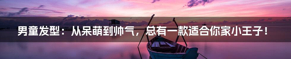 男童发型:从呆萌到帅气,总有一款适合你家小王子!