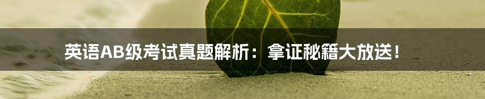 英语AB级考试真题解析:拿证秘籍大放送!