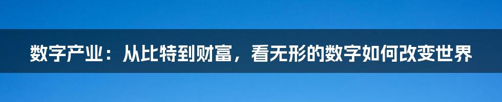 数字产业：从比特到财富，看无形的数字如何改变世界
