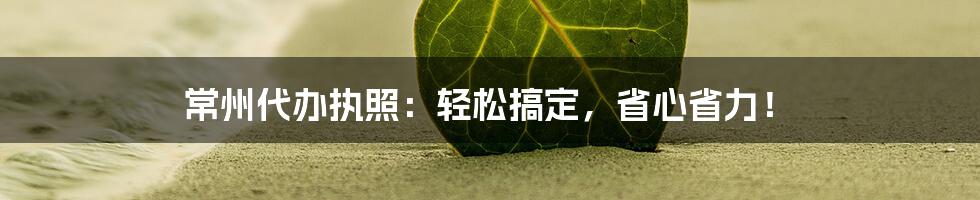 常州代办执照:轻松搞定,省心省力!