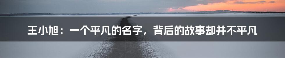 王小旭:一个平凡的名字,背后的故事却并不平凡