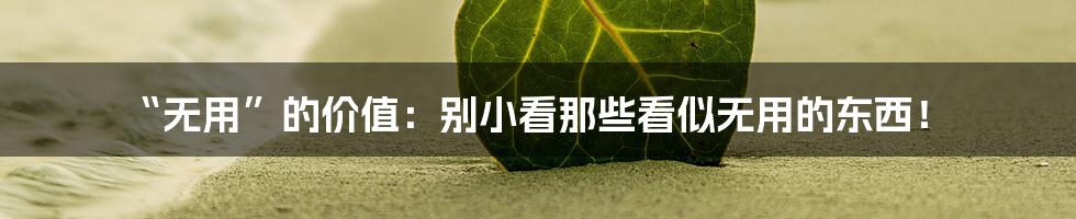 “无用”的价值:别小看那些看似无用的东西!