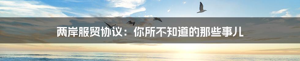 两岸服贸协议：你所不知道的那些事儿