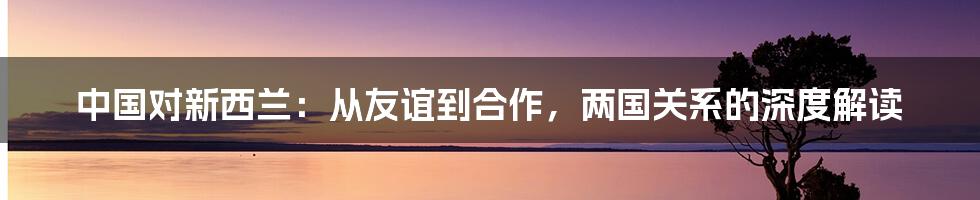 中国对新西兰:从友谊到合作,两国关系的深度解读