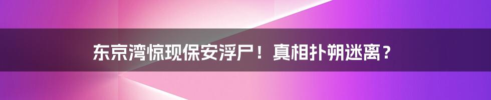 东京湾惊现保安浮尸!真相扑朔迷离?
