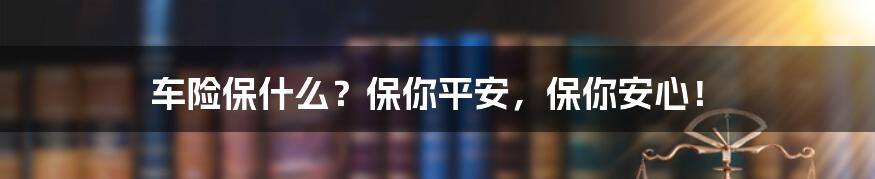 车险保什么?保你平安,保你安心!