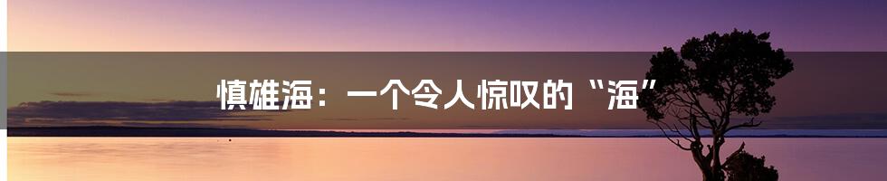 慎雄海:一个令人惊叹的“海”