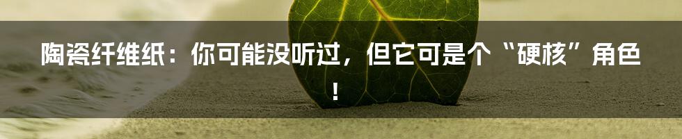 陶瓷纤维纸:你可能没听过,但它可是个“硬核”角色!