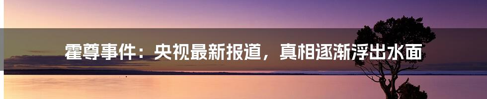 霍尊事件:央视最新报道,真相逐渐浮出水面