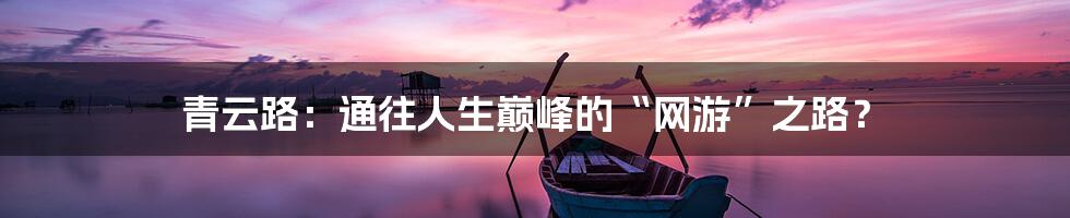 青云路:通往人生巅峰的“网游”之路?