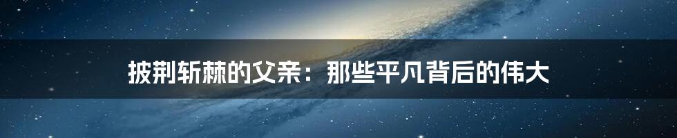 披荆斩棘的父亲:那些平凡背后的伟大