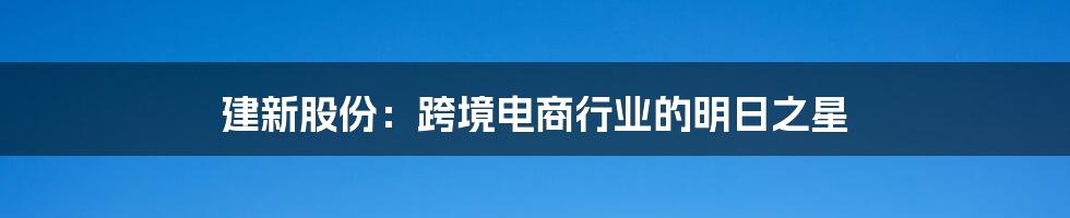 建新股份:跨境电商行业的明日之星