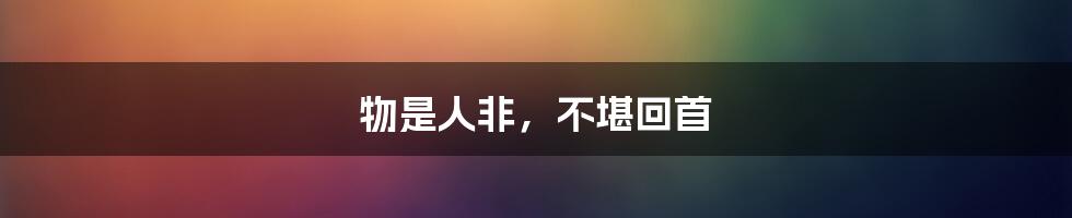 物是人非,不堪回首