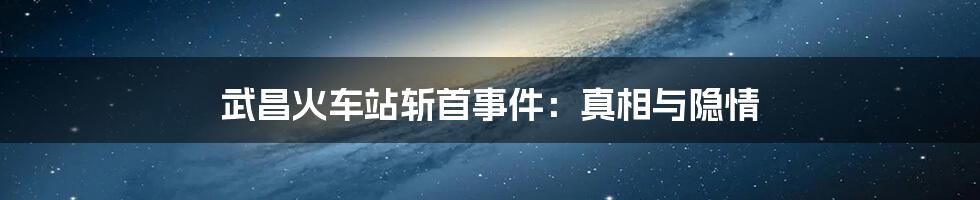 武昌火车站斩首事件:真相与隐情