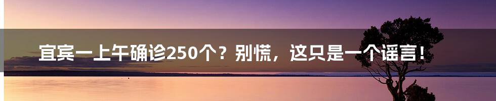 宜宾一上午确诊250个?别慌,这只是一个谣言!