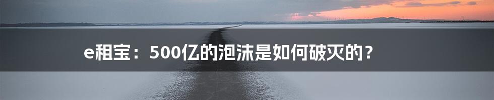 e租宝:500亿的泡沫是如何破灭的?