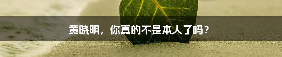 黄晓明,你真的不是本人了吗?